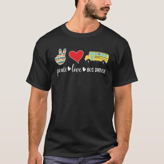 Retro Peace Buss-drivrutinen Back to school Heart  T Shirt (Framsida)