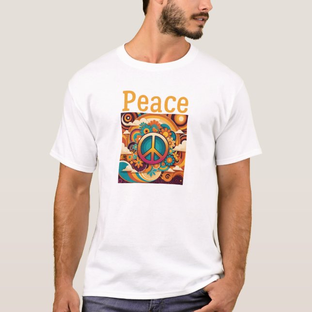 Retro Peace Graphic Shirt T Shirt (Framsida)
