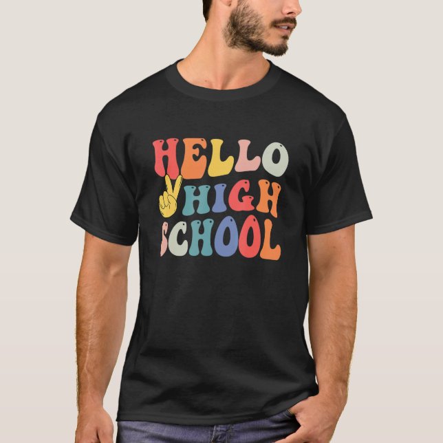 Retro Peace High School Teacher Student första dag T Shirt (Framsida)