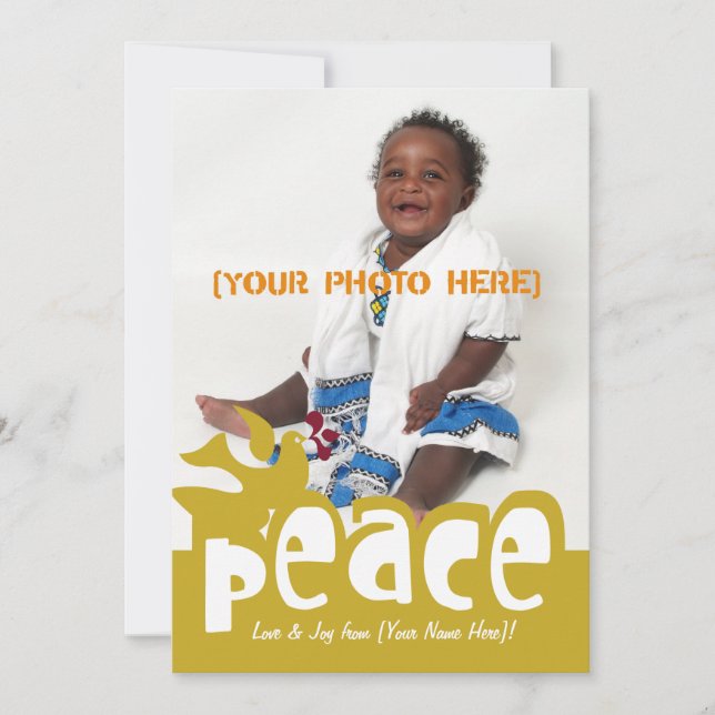 Retro Peace & Joy Photo Card Julkort (Framsida)