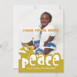 Retro Peace & Joy Photo Card Julkort