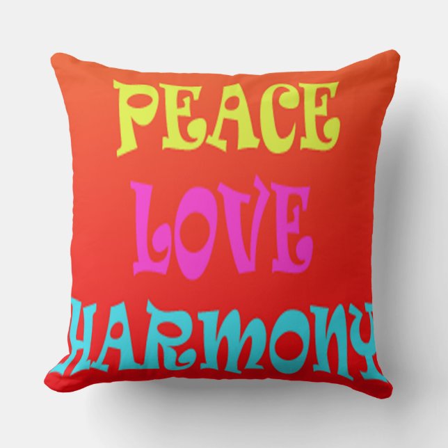 Retro Peace Kärlek Harmony Pillow Kudde (Framsida)