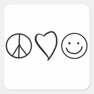 Retro Peace Kärlek och Happity Fyrkantigt Klistermärke