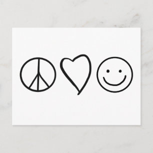 Retro Peace Kärlek och Happity Vykort