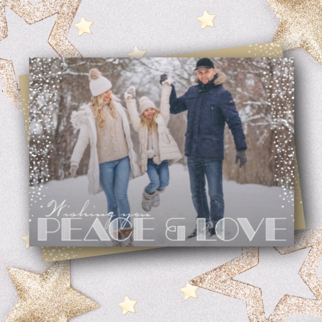 Retro Peace och Kärlek Typography Jul Julkort (Skapare uppladdad)