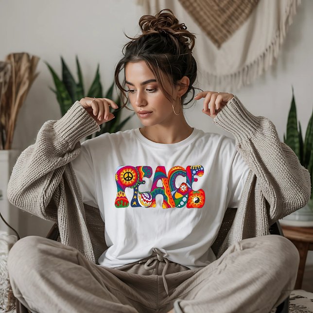 Retro Peace Ord T Shirt (Skapare uppladdad)