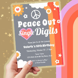 Retro Peace Out 10:e födelsedagen Inbjudningar