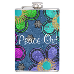 Retro Peace Out Hippie Stil Flower Power Mönster Fickplunta