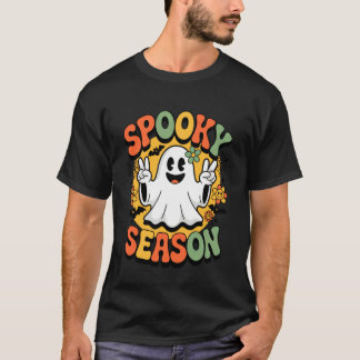 Retro Peace Sign Ghost Hippie Spooky Season Hallow T Shirt