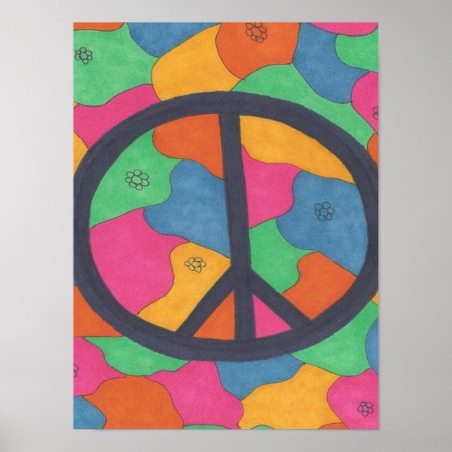 Retro Peace Symbol Art Poster (Framsidan)