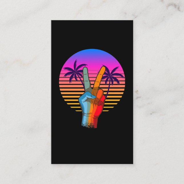 Retro Peace Vaporwave Hawaii 70s 80s Visitkort (Framsida)