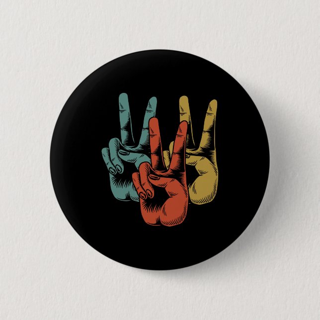 Retro Peace Vintage 60:s 70:e Hippie Knapp (Framsida)