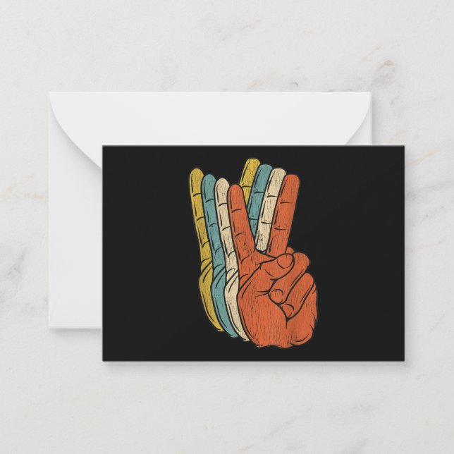 Retro Peace Vintage 60's 70's Hippie Anteckningskort (Framsida)