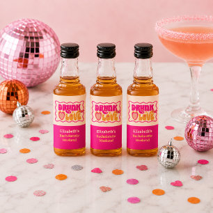 Retro Peach Drunk i Kärlek Bachelorette Helg Spritflaskor Etikett