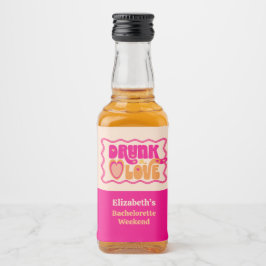 Retro Peach Drunk i Kärlek Bachelorette Helg Spritflaskor Etikett