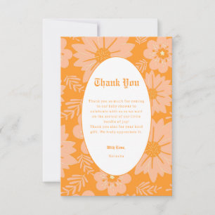 Retro Peach Fuzz Orange Färg Flower Mönster Tack Kort