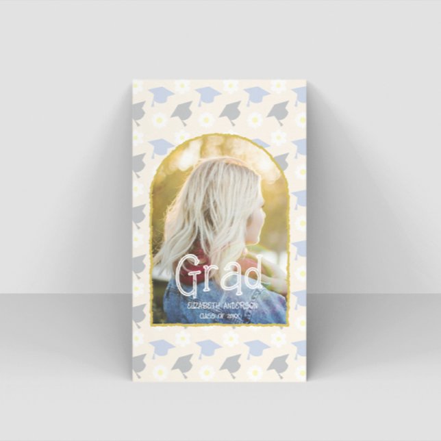 Retro Peach Graduation Name Card Visitkort (Skapare uppladdad)