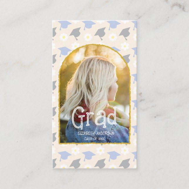 Retro Peach Graduation Name Card Visitkort (Framsida)