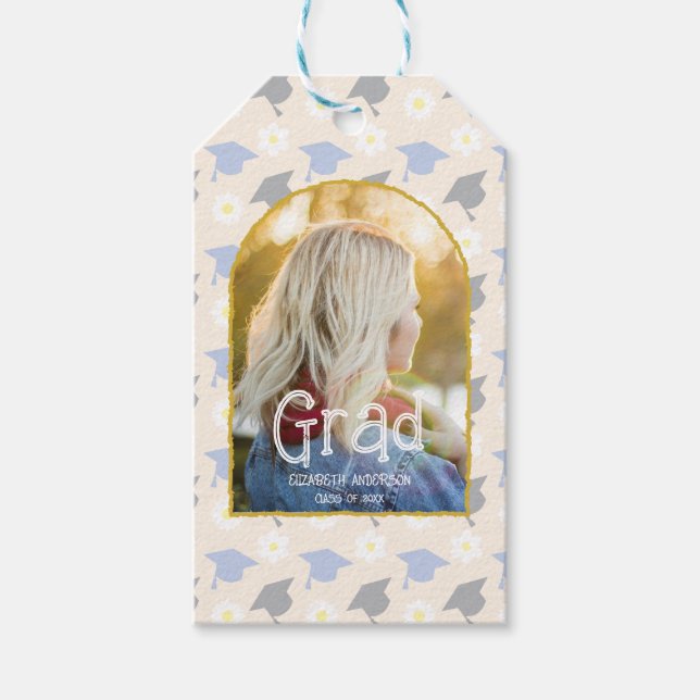 Retro Peach Graduation Presentetikett (Framsidan)