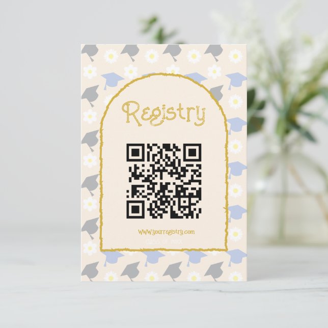 Retro Peach Graduation Registry Tilläggskort (Stående Fram)