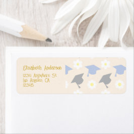 Retro Peach Graduation Return Address Returadress Etikett