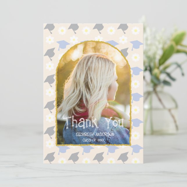 Retro Peach Graduation Tack Kort (Stående Fram)