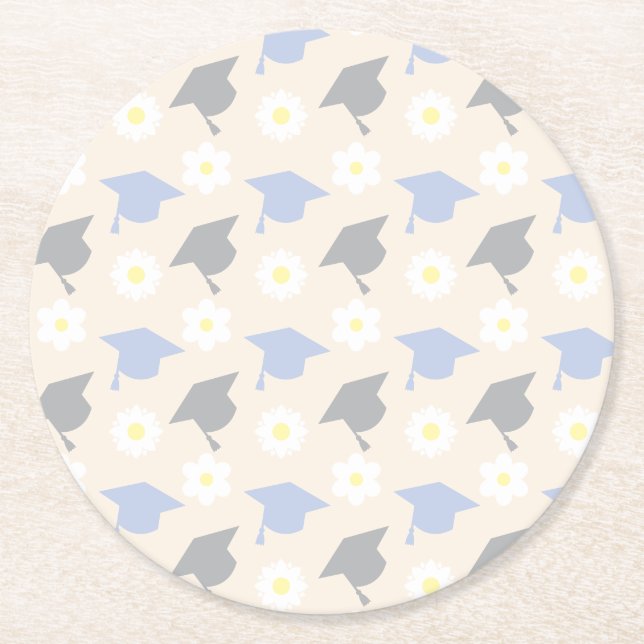 Retro Peach Graduation Underlägg Papper Rund (Framsidan)