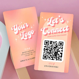 Retro Peach Låt oss Connect Social Media QR-kod fö Visitkort