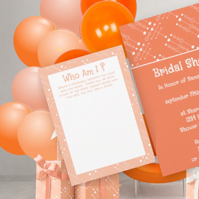 Retro Peach MCM Modern spel-kort i mitten av århun Inbjudningar (Skapare uppladdad)