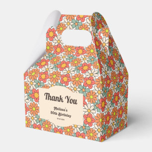 Retro Peach Orange Blommigt Groovy Birthday Presentaskar