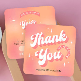 Retro Peach Rosa Logotyp Business Tack för beställ Anteckningskort