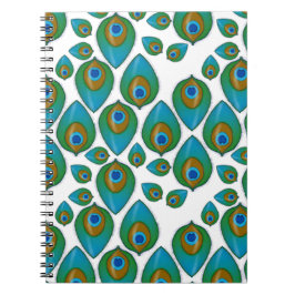 Retro Peacock Mönster Anteckningsbok