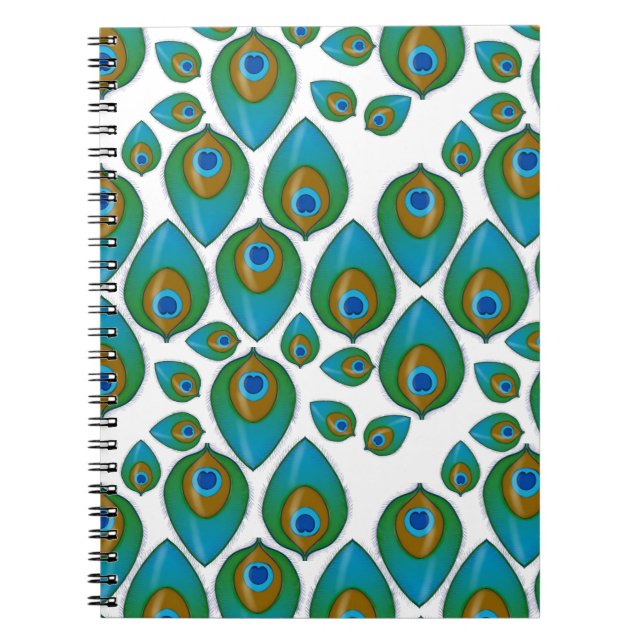 Retro Peacock Mönster Anteckningsbok (Framsidan)
