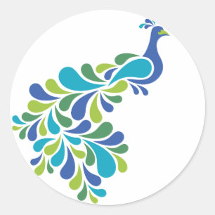 Retro Peacock Runt Klistermärke