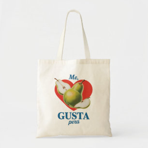 Retro Pear "Me Gusta" Vintage affisch Tee Tygkasse