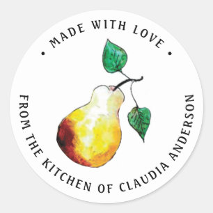Retro Pear Packaging Hand Illustrated Kitchen Gift Runt Klistermärke