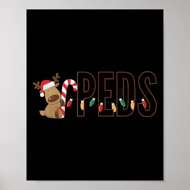 Retro Pediatrics Christmas Lights Reindeer Peds Nu Poster (Framsidan)