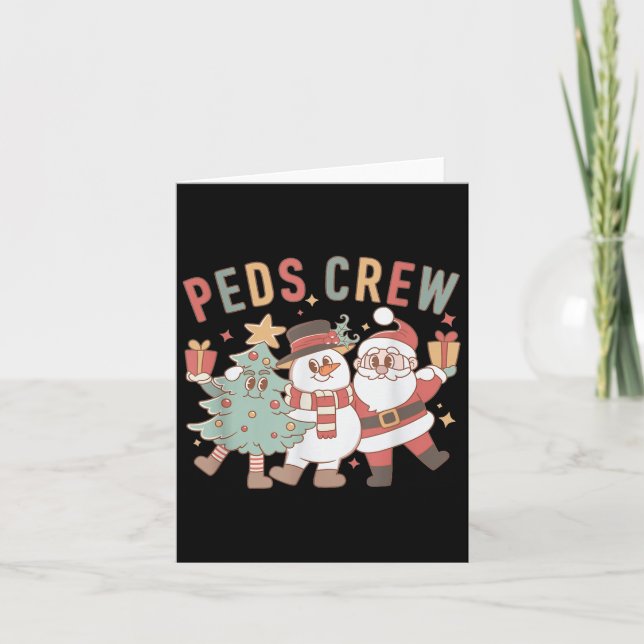 Retro Peds Crew Christmas Pediatric Nurse Nursing  Kort (Framsida)