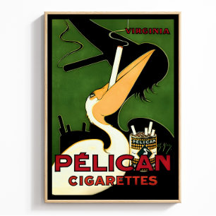 Retro Pelikan Cigarettreklam, Fransk Art Deco-era Poster
