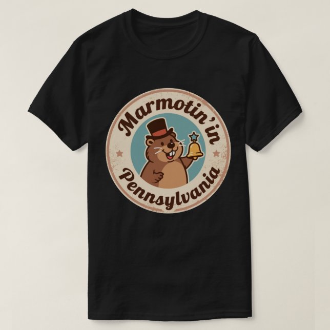 Retro Pennsylvania Badge Groundhog med Liberty T Shirt (Design framsida)