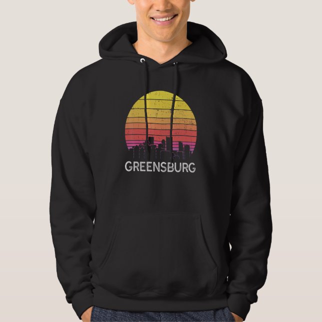 Retro Pennsylvania Greensburg Skyline Vintage Urba Hoodie (Framsida)