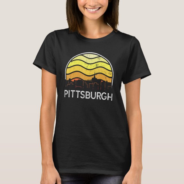 Retro Pennsylvania Pittsburgh Visitors Skyline Vin T Shirt (Framsida)