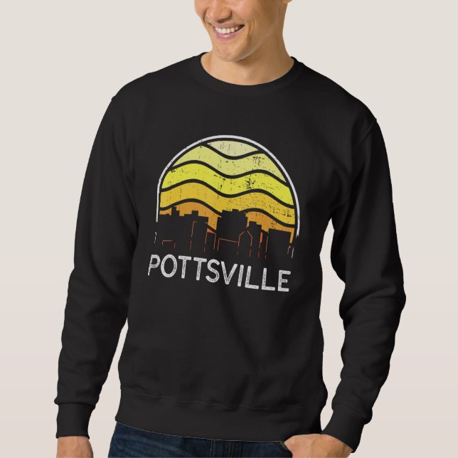 Retro Pennsylvania Pottsville Visitors Skyline Vin Lång Ärmad Tröja (Framsida)