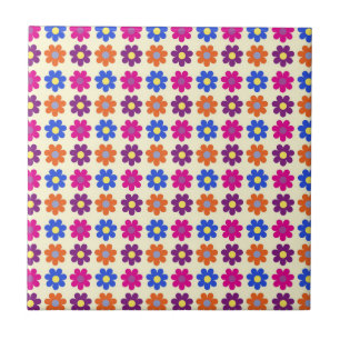 Retro Penny Flowers Mönster Kakelplatta