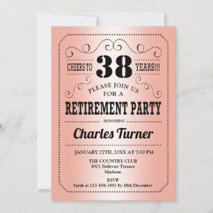 Retro Pension Party - Ro Guld Black Inbjudningar
