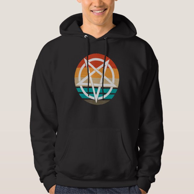 Retro Pentagram Djävulen 666 Hoodie (Framsida)