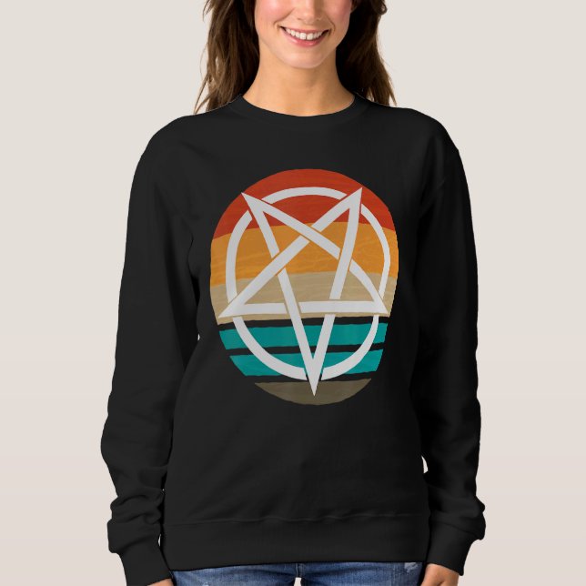 Retro Pentagram Djävulen 666 T Shirt (Framsida)