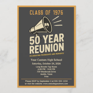 Retro Pep Rally Style 50 Year Class Reunion Inbjudningar