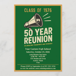 Retro Pep Rally Style 50 Year Class Reunion Inbjudningar