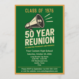 Retro Pep Rally Style 50 Year Class Reunion Inbjudningar